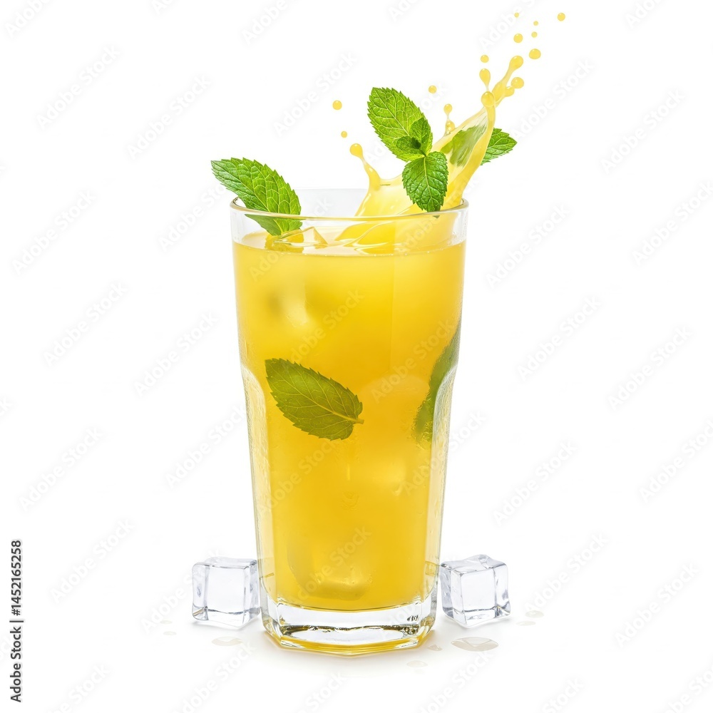 Fresh pineapple juice with mint leaf garnish Fresh pineapple juice with mint leaf garnish