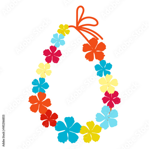 Hawaiian garland, flower garland, Hawaiian lei necklace vector illustration. Floral lei for cards, designs, postcards, icons, etc