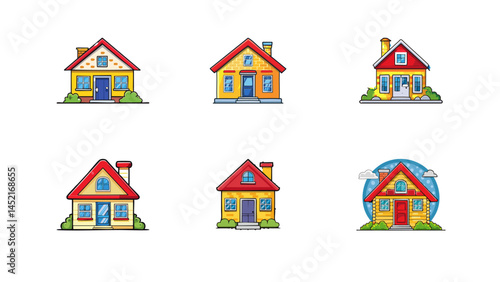 beautiful colorful houses icon