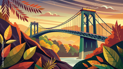 Leaves of amber gently fall,
Beneath the bridge so proud and tall.
Clifton spans the gorge with grace,
Bathed in light, a timeless place.