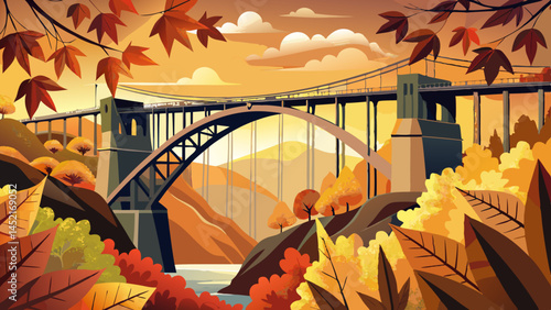 Leaves of amber gently fall,
Beneath the bridge so proud and tall.
Clifton spans the gorge with grace,
Bathed in light, a timeless place.