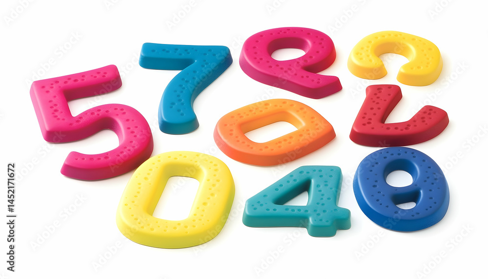 Fototapeta premium Colorful textured numbers on white background