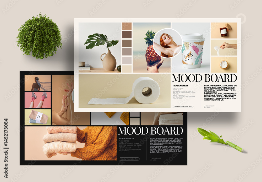 Minimal Moodboard Presentation Layout With 8Photo Options and Color ...