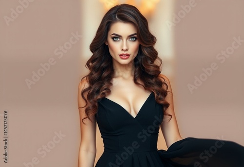 Elegant woman in evening gown