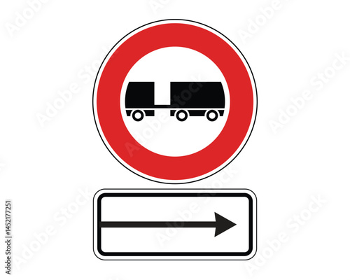 No Vehicle Combination Traffic Sign with Rightward Action Direction – High Quality Vectorial Stock Image