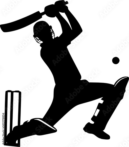 Dynamic Cricket Batsman Silhouette in Action