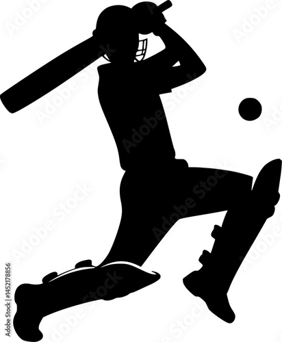 Dynamic Cricket Batsman Silhouette in Action
