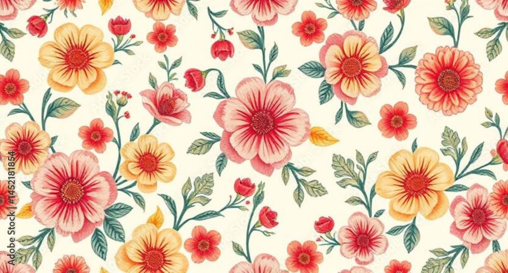 Fototapeta premium seamless pattern with embroidery pattern