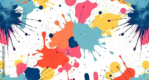 colourful splash seamless pattern with embroidery pattern vector