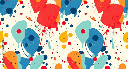 colourful splash seamless pattern with embroidery pattern vector