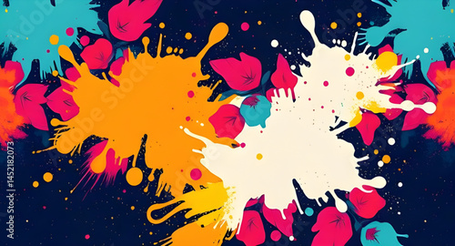 colourful splash seamless pattern with embroidery pattern vector