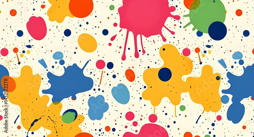 colourful splash seamless pattern with embroidery pattern vector