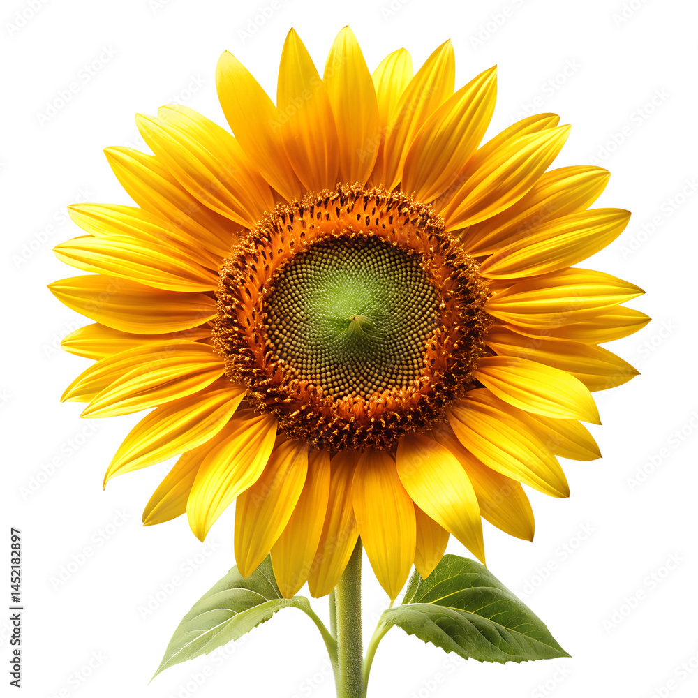 Fototapeta premium Single Sunflower isolated on white background