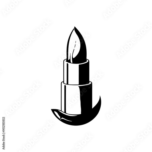 Minimalist depiction of a lipstick tube, emphasizing cosmetic elegance and allure