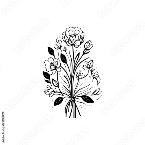 Minimalist floral illustration showcasing delicate blooms and intricate linework