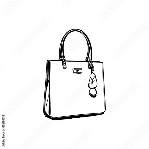 Elegant monochrome rendering showcases a fashionable tote bag design
