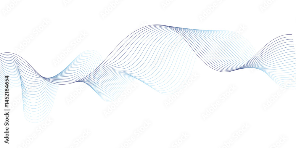 Fototapeta premium This image features dynamic, flowing lines of varying shades of blue, creating a sense of movement and dynamism against a clean white background.
