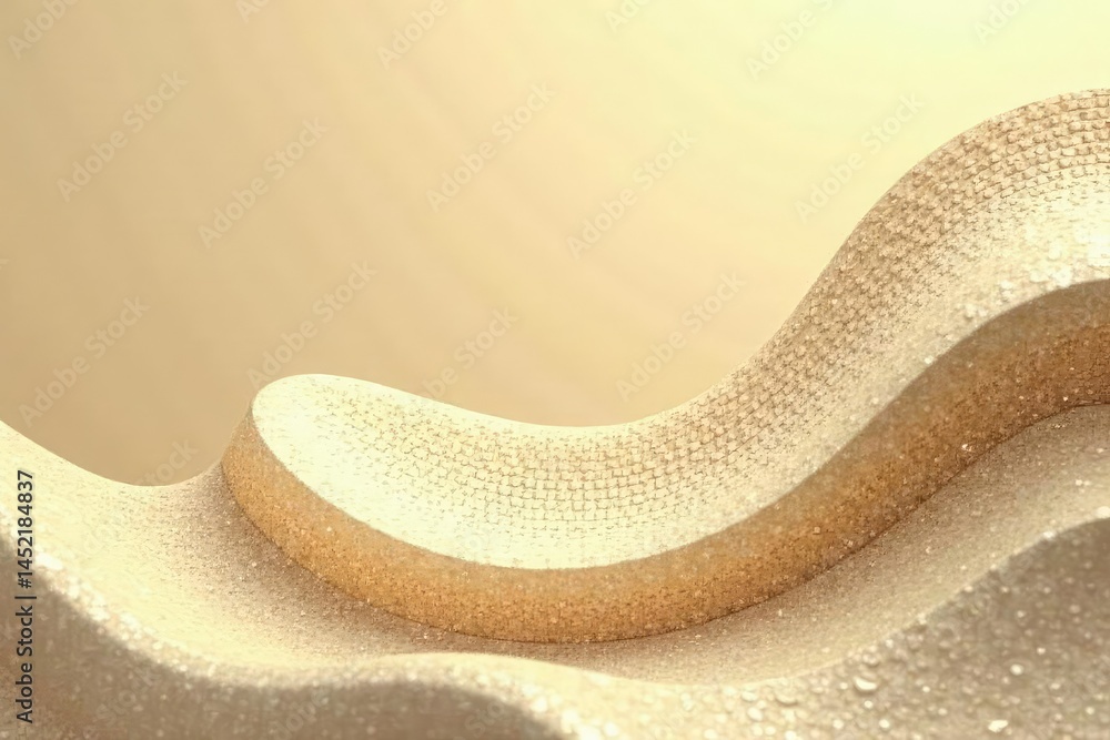 Fototapeta premium Subtle undulating curves, embossed effect, beige & gold tones, interior, gold, subtle