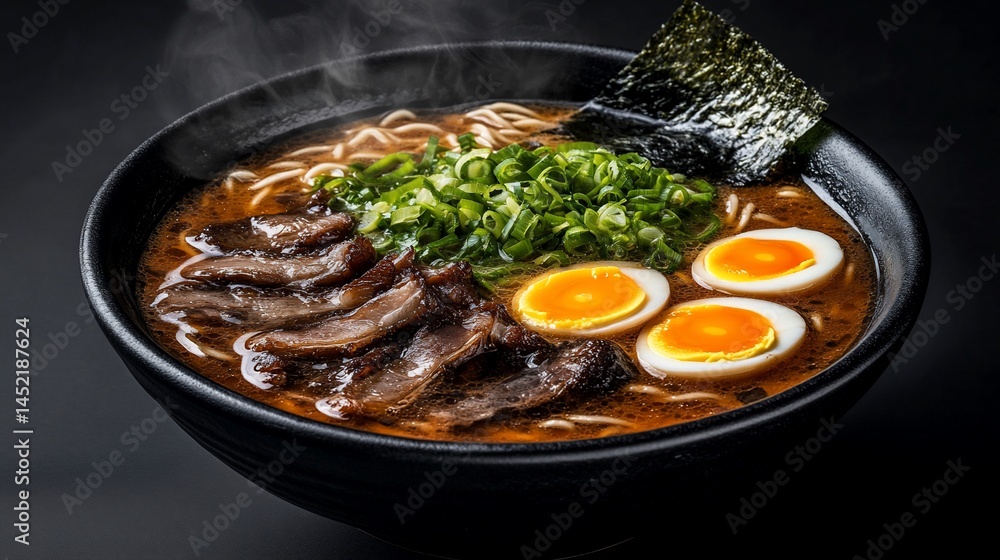Steaming Bowl of Delicious Ramen Noodles Steaming Bowl of Delicious Ramen Noodles