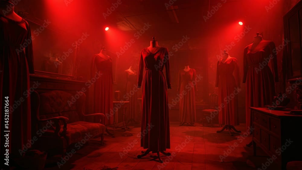 room filled with creepy red mannequins room filled with creepy red mannequins