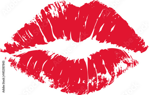 Red lipstick kiss print, bold and romantic symbolism. Vector illustration.