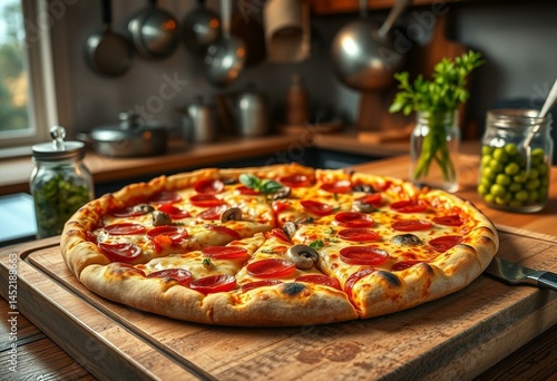 Wallpaper Mural A warm and inviting kitchen scene with a delicious New York-Style pizza Torontodigital.ca