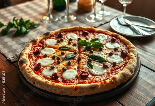 A warm and inviting image of a Sicilian pizza