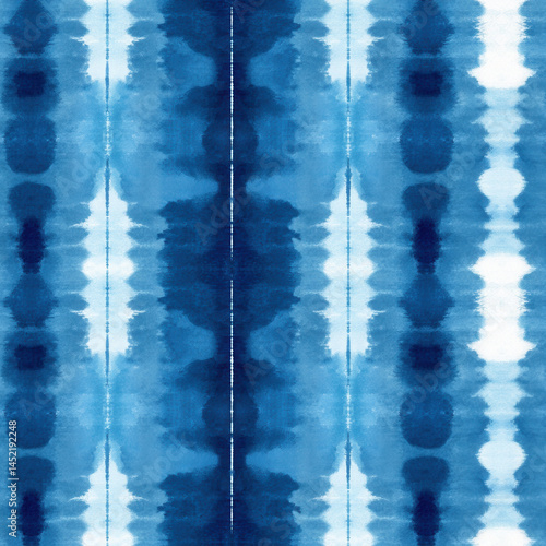 Obraz na płótnie Seamless pattern featuring blue tie dye design with vertical symmetry creating calming effect w salonie