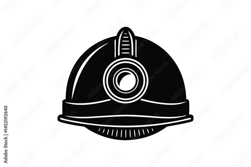 Naklejka premium Silhouette art illustration of a miner helmet with front lamp.eps