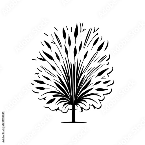 Stylized arboreal representation showcases a decorative botanical element design