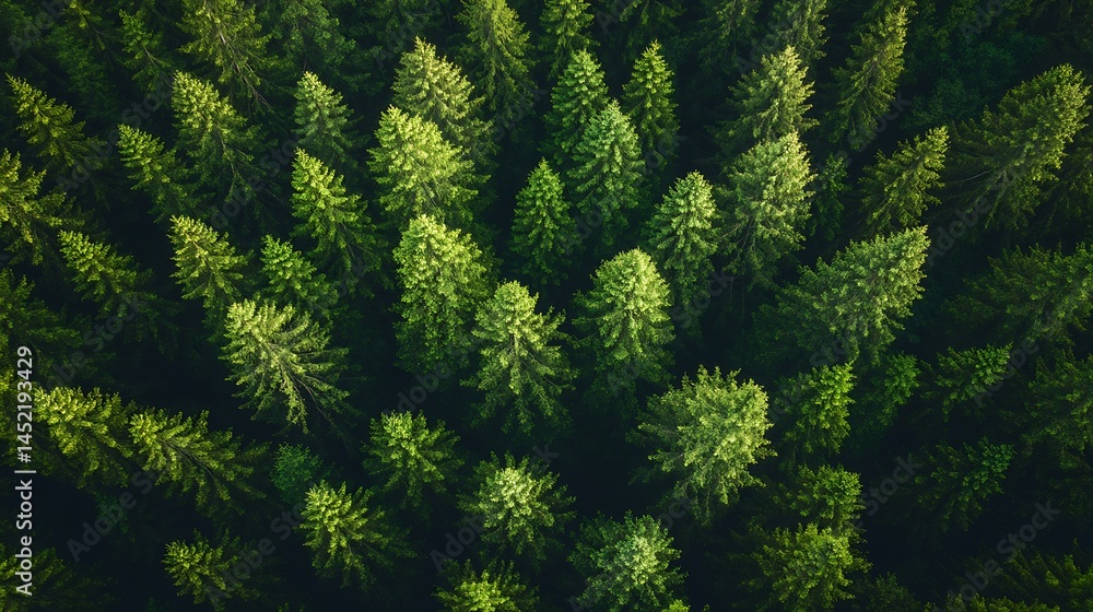 Aerial View of a Lush Evergreen Forest: A Symphony of Green Aerial View of a Lush Evergreen Forest: A Symphony of Green