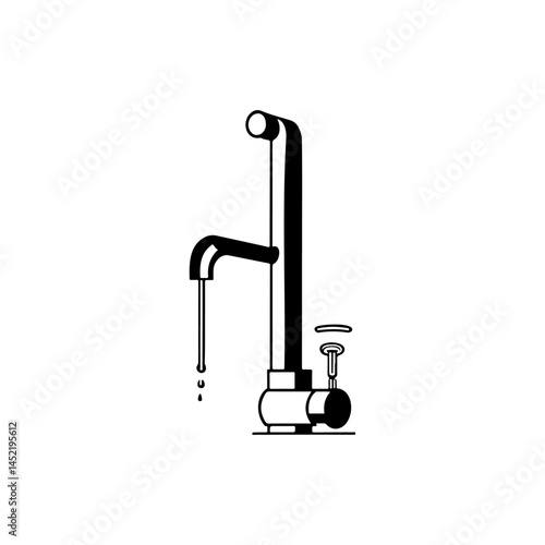 Minimalist Faucet Illustration Showcasing Precision Line Work and Modern Plumbing