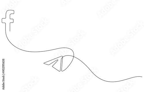 Facebook and Twitter Logos in a Single Line Art Style
