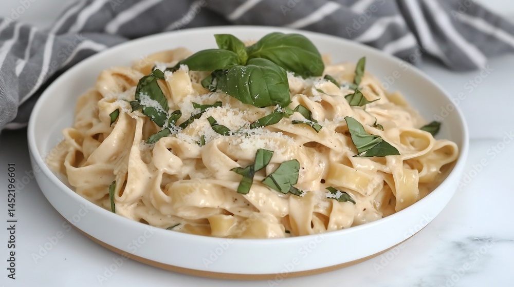 Creamy Pasta Alfredo with Fresh Basil: A Delightful Italian Dish Creamy Pasta Alfredo with Fresh Basil: A Delightful Italian Dish
