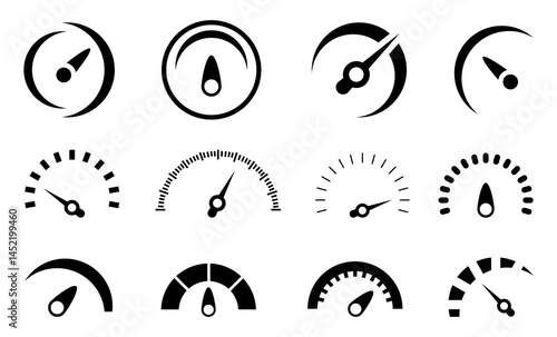 Minimal Black Speed Gauges with Color Indicators
