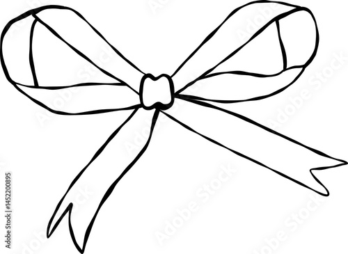 Wavy Vintage Coquette Bow Clipart   Hand Drawn Aesthetic Ribbon 