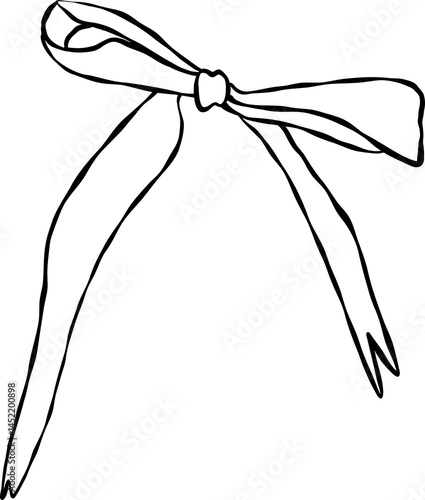 Wavy Vintage Coquette Bow Clipart   Hand Drawn Aesthetic Ribbon 