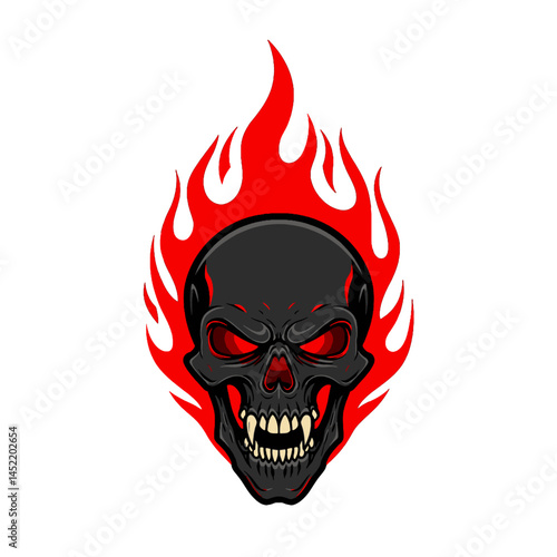 Burning Skull with Flames
