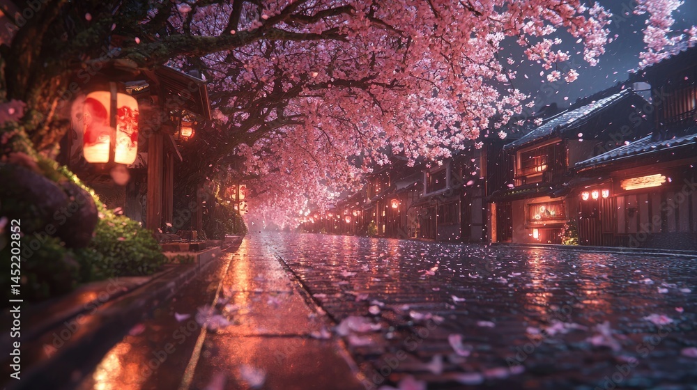custom made wallpaper toronto digitalA tranquil, romantic night scene under a profusion of cherry blossoms.
