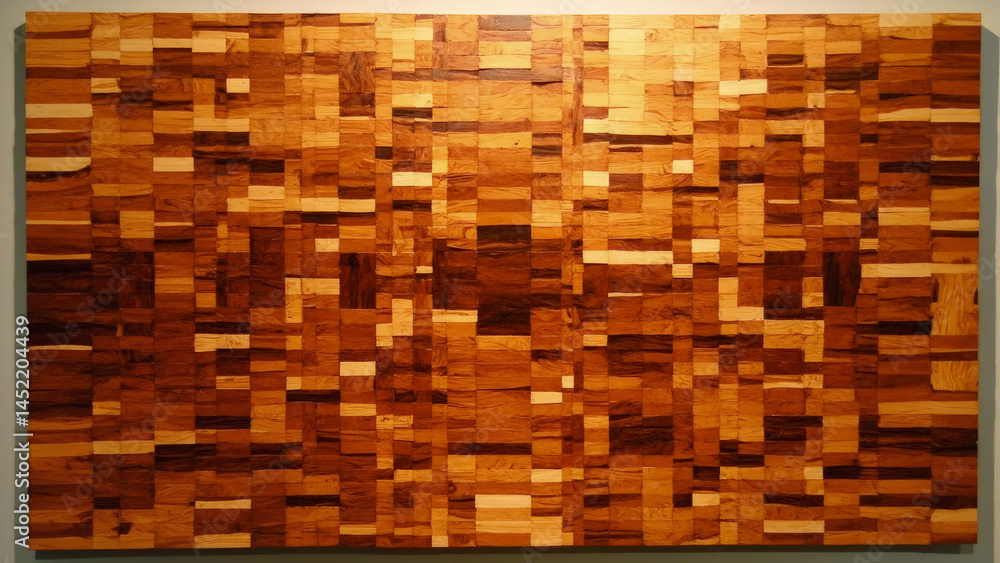 Artistic abstract composition of wooden blocks featuring contrasting brown and beige tones Artistic abstract composition of wooden blocks featuring contrasting brown and beige tones
