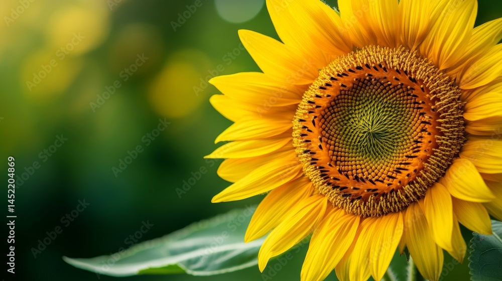 Sunflower close-up with green blurred background Sunflower close-up with green blurred background