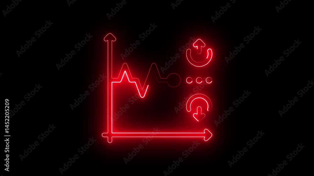 Glowing neon volatility icon isolated on black background.HD Video motion graphic animation Glowing neon volatility icon isolated on black background.HD Video motion graphic animation