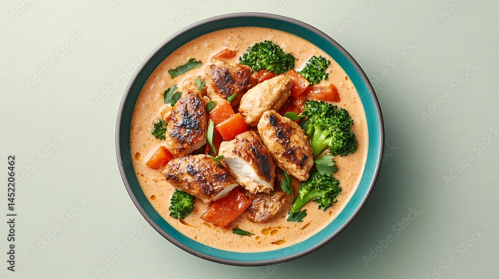 Fototapeta premium Chicken curry in creamy sauce with vegetables