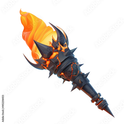 Black torch with burning fire PNG