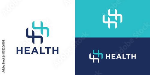 Creative modern health logo template. Abstract letter H initials with cross health logo design vector illustration.
