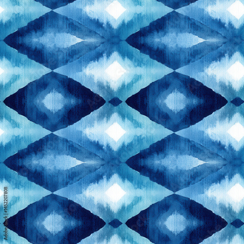 Obraz na płótnie Seamless blue geometric pattern with diamond shapes creating calming visual effect w salonie