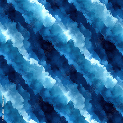 Obraz na płótnie Seamless watercolor pattern with blue abstract brush strokes creating textured effect w salonie