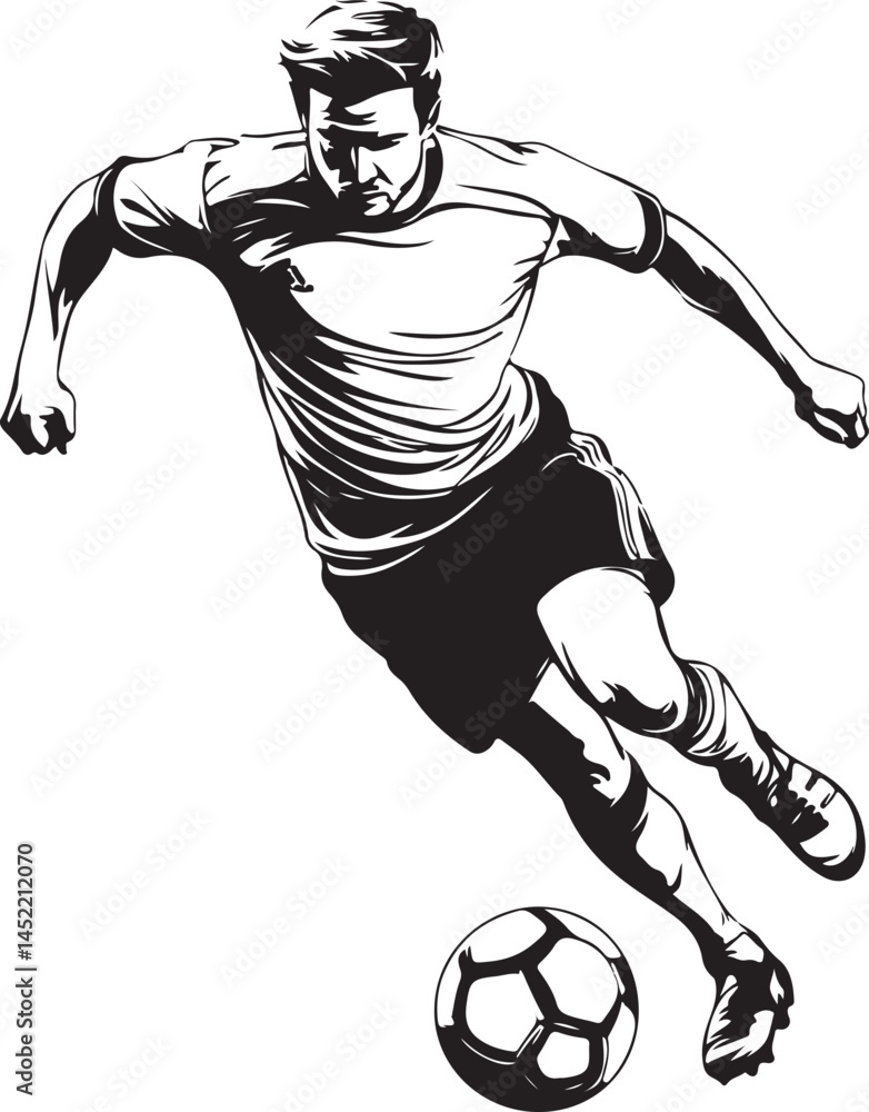 Obraz premium football player kicking ball