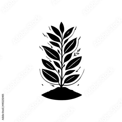 Elegant depiction of a stylized sprout symbolizing environmental consciousness and growth