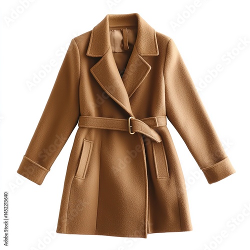 Shop women's tan brown wool blend belted trench coat classic outerwear fashion style winter autumn 100
